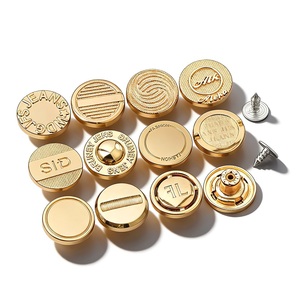 Golden Plating Jeans <b>Buttons</b> and Rivets Zamac Custom Brand Logo Pattern Jacket gold metal <b>buttons</b> for Jeans Denim Clothing - Product Image 2