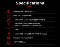 4x i210/i211 Gigabit Ethernet port fanless mini pc pfsense j4125 mini pc pare-feu avec 1COM Support vesa mount