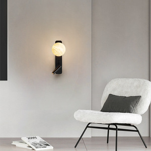 Modern Minimalist Black Rotatable <b>Wall</b> Lamp Led <b>Light</b> Source E27 Bulb Base Bedroom <b>Bedside</b> Living Room Lighting - Product Image 3
