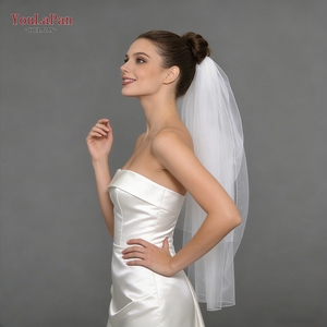 Voile de mariée minimaliste Youlapan V15 avec peigne à cheveux en métal de haute qualité, adapté aux mariages et aux occasions festives - Product Image 5