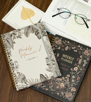 A5 Spiral Weekly Planner 52 Semaines Anglais Carnet Poche Intérieure Papier Épais pour Bureau École Journaling Mise en Page Hebdomadaire/Mensuelle