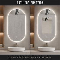 Miroir de salle de bain LED ovale sans cadre avec éclairage arrière doux, commande tactile, miroir mural OEM ODM pour villa, hôtel, achat en gros