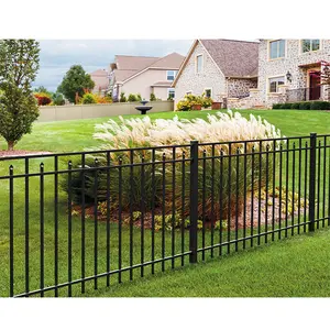 热卖焊接镀锌钢围栏户外安全粉末涂层熟铁花园围栏