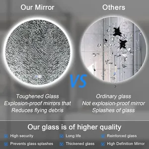 Miroir Led pour Salle de Bain 28 H, Miroir de Salle de Bain Anti-Brouillard Rétroéclairé avec Lumières, Smart Touch, Dimmable 3 Couleurs - Product Image 5