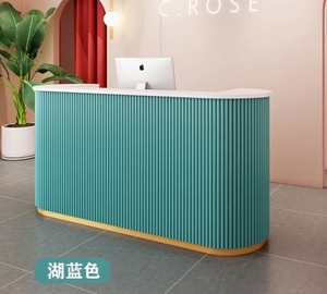 Mostrador de Recepción para Hotel de Diseño Moderno en Madera, Mostrador de Recepción para Salón de Belleza, Mostrador de Oficina Blanco, Mostrador de Recepción para Hotel de Lujo - Product Image 3