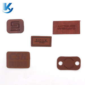 Parche genuino de cuero sintético personalizado KY con parches adhesivos de cuero de prensa de calor para sombreros pegatina de hierro logotipo en relieve - Product Image 4