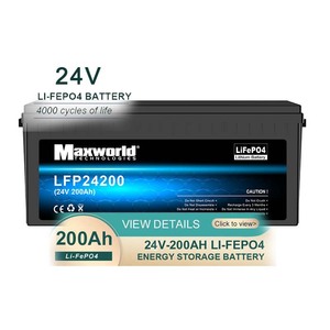 แบตเตอรี่ลิเธียมไอออน Maxworldpwoer 24V 200Ah LiFePO4  6000+ รอบการใช้งาน สำหรับเรือและพลังงานแสงอาทิตย์ - Product Image 1