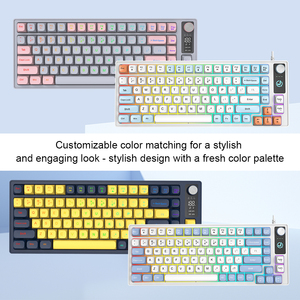 Tùy Chỉnh Nhỏ Gọn Xách Tay 56-Key Mini Tri-Chế Độ Có Thể Sạc Lại Hiển Thị Kỹ Thuật Số 2.4G Bt Bàn Phím Có Dây Với RGB Ánh Sáng Núm - Product Image 4