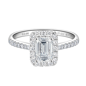 แหวนหมั้นเพชร SGARIT รุ่น Halo ทองคำขาว 14k น้ำหนัก 0.5 ถึง 3 กะรัต เพชรเพาะเลี้ยงในห้องปฏิบัติการ รับรองโดย IGI พร้อมเพชรข้าง VS D สำหรับผู้หญิง - Product Image 4