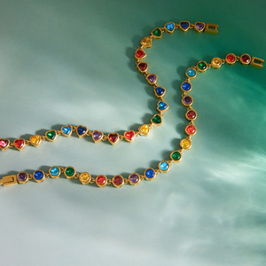 Pulsera de circonita en forma de corazón para mujer, bisel de acero inoxidable, joyería para fiesta - Product Image 4