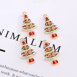 Aleación de goteo de aceite colgante de árbol de Navidad DIY materiales hechos a mano accesorios para pulsera pendientes collar Lucite cuentas sueltas - Product Image 1