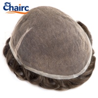 Système capillaire 100 % cheveux humains pour hommes, testé Intertek, sûr pour les peaux sensibles, perruque frontale en dentelle, cheveux bouclés, pour la perte de cheveux