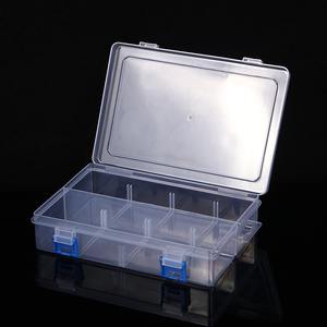 Caja de almacenamiento de plástico transparente de 8 compartimentos con doble hebilla para aparejos de pesca y piezas pequeñas, caja organizadora de escritorio - Product Image 2