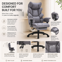 Chaise de bureau exécutive ergonomique moderne en cuir PU, dossier haut, hauteur réglable, pivotante avec repose-pieds pour bureau à domicile
