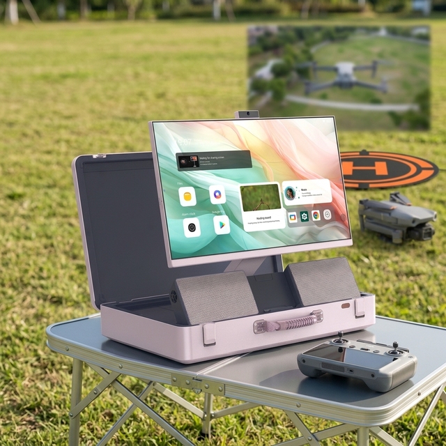 Luggage TV 27 Inch Smart Portable TV Android System 1080P Touch Screen with Wheels Stand 12 Hours Rechargeable Battery