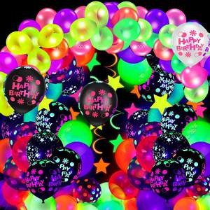 Kit d'<span class=keywords><strong>arche</strong></span> <span class=keywords><strong>de</strong></span> ballons néon HLC, ballons qui brillent dans le noir pour les événements disco des années 80 et 90, fournitures pour fêtes rock and roll - Product Image 3