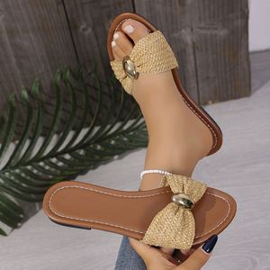 Summer Outdoor Rhinestone Decor Slippers Women Retro Roman Style Square <b>Toe</b> Open <b>Toe</b> Flat One Band Minimalist Daily Footwear - Product Image 6