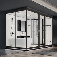 Module de salle de bain modulaire YEETE, système intégré toilettes et douche, unité préfabriquée, verre trempé 6 mm, SUS304 pour projets hôteliers et d'appartements
