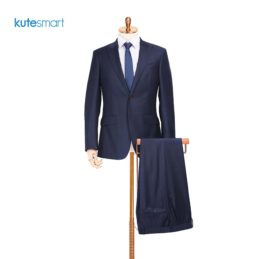 Kutesmart MTM Fit ısmarlama takım 2 parça için erkek yün pantolon ceket toptan erkek şık giyim iş elbisesi Set
