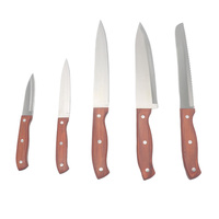 Vente en gros Ensemble de couteaux de cuisine en acier inoxydable pour chef professionnel 5pc personnalisé pour la cuisson Caractéristiques Manche en bois pour une coupe facile