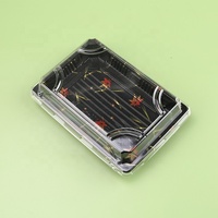 Plateau à sushi rectangulaire jetable de qualité alimentaire pour la restauration, avec fenêtre transparente et impression personnalisée