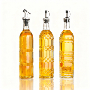 Vente flash : Bouteille distributrice d'huile d'olive de 500 ml, bouteille vide en verre pour huile de cuisson, bouteilles carrées pour vinaigre - Product Image 6