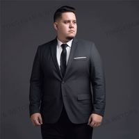 Setelan Pria satu kancing, modis ukuran besar & blazer santai