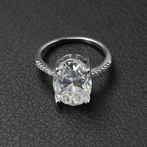 <b>Adjustable</b> Oval Moissanite <b>Ring</b> 8CT 10*14mm D VVS1 18K Gold Plated Engagement Wedding Jewelry for Women Wholesale Custom - Product Image 1