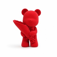 Support de bouquet en forme d'ours floqué rouge, objet décoratif de table pour la Saint-Valentin, décoration intérieure, pour les acheteurs en gros et la présentation au détail