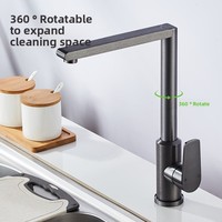 Robinet de cuisine anti-éclaboussures en céramique pour usage domestique, rotatif, en aluminium spatial, à poser sur évier, avec double commande eau chaude et froide