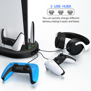 Cho PlayStation 5 đa chức năng dọc sạc đứng Slim nhựa lưu trữ với thông tin liên lạc có dây Quạt làm mát và bộ sạc - Product Image 3