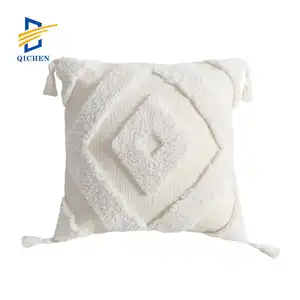 Innermor New Arrival 2024 Hot selling Ivory White Cream Color Cotton Embroidery bed Cushion Cover christmas throw pillow case