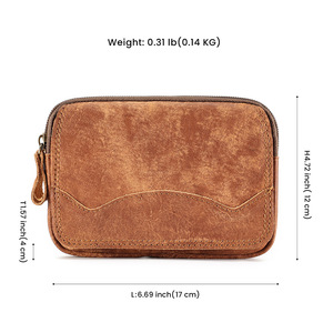 Riñonera para hombre de cuero genuino, diseño horizontal con solapa de gran capacidad para viajes de negocios y de ocio - Product Image 5