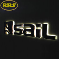 Lettres métalliques 3D personnalisées rétroéclairées, logo en acrylique miroir doré, enseigne étanche avec éclairage halo pour la décoration de bureaux, hôtels et devantures de magasins