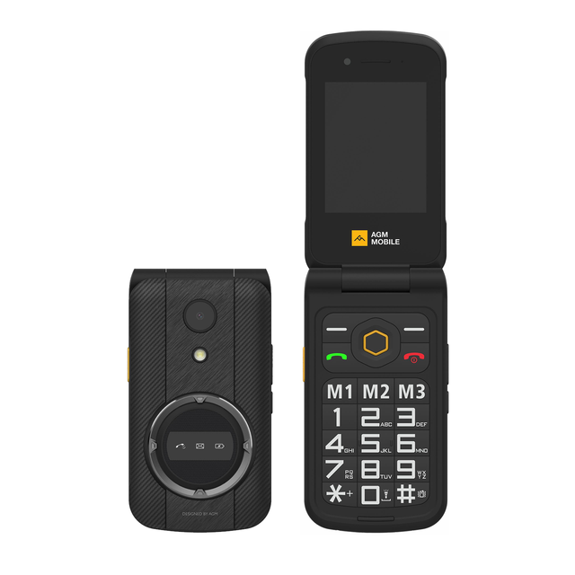 AGM M8 4G Flip Rugged Smartphone 48MB+128MB 1500mAh 2.8 Inch Large Keypad SOS Global Band Eco-friendly Cellphone Dual SIM Card
