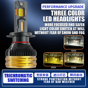 Faro LED láser de tres colores para coche con 4 tubos de cobre 200W decodificador Canbus <span class=keywords><strong>H4</strong></span>/H7/H11 de alta potencia 200W más brillante Hi/Lo nuevo - Product Image 6