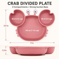 Ensemble de 9 pièces pour l'alimentation des bébés, en bois et silicone de qualité alimentaire sans BPA, 0-12 mois, comprenant assiette à ventouse en forme de crabe, bol, bavoir, tasse à bec, cuillère et fourchette