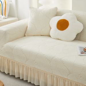 Jupe en velours jacquard universelle toutes saisons, anti-poussière, <span class=keywords><strong>housse</strong></span> de canapé intégrée tout compris - Product Image 2