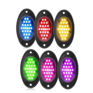 High Bright Multilcolor Waterproof IP68 Rock Neon Light APP Remote Control Music Mode RGB LED Rock Lights for Truck Offroad ATV