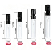 Flacon pulvérisateur vide en verre noir et blanc de 1 ml, 1,5 ml, 2 ml, 2,5 ml pour échantillons de parfum et testeurs de voyage