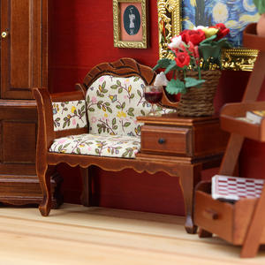 Chaise longue multifonctionnelle en bois massif <span class=keywords><strong>de</strong></span> style européen pour <span class=keywords><strong>maison</strong></span> <span class=keywords><strong>de</strong></span> poupée 1:12, mobilier miniature à l'échelle, pour chambre <span class=keywords><strong>de</strong></span> loisirs et <span class=keywords><strong>repos</strong></span>. - Product Image 2