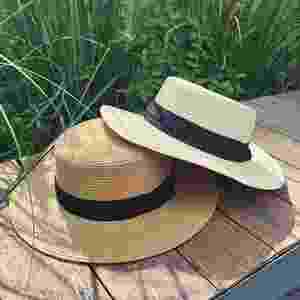 Chapeau de soleil personnalisé en polyester à bord plat pour femme, style Panama, avec ruban, pour l'été – Vente en gros, commandes en vrac, OEM, ODM - Product Image 4