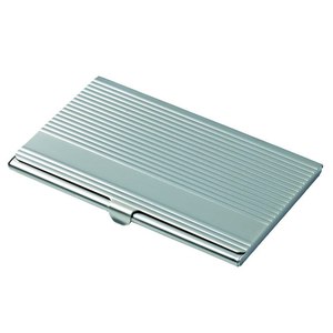 Porta Biglietti da Visita Grande Personalizzabile con Logo, Stile Mini in Pelle PU e Alluminio con Motivo Personalizzato LINEA - Product Image 1