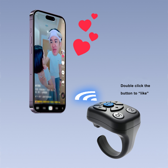 2025 Wireless Scrolling Remote Control and Phone Bluetooth Smart Ring Remote Control for Photo Ficition Page Turning and Tiktok