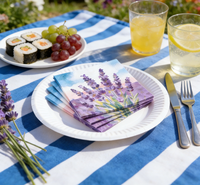 Serviettes en papier jetables sur le thème de la lavande pour fête, décoration de table, serviettes imprimées de fleurs de lavande, fournitures pour fête de mariage
