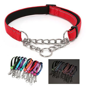 Collar de Perro Moderno y Lujoso Reflectante de Nailon y Metal, Cadena en P Anti-Explosión, Resistente a Impactos, Ajustable, Cadena de Seguridad Duradera para Uso en Exteriores - Product Image 1