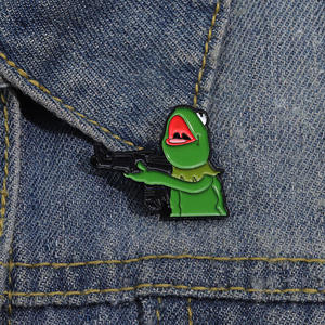 Broche grenouille en métal personnalisée, cœur brillant, broche en émail doux, insigne de revers d'animal de dessin animé mignon pour tireurs d'élite, occasions de Pâques, coulée - Product Image 2