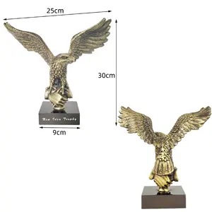 Household Decoration New Design Crystal Eagle Trophy Statues Award Bronze Metal Eagle Trophy Cup Sculpture