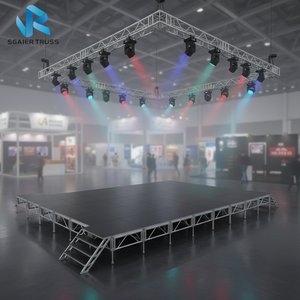 Plateforme de scène en alliage d'aluminium antidérapante noire 4x4 pieds, design double couche élégant pour concert DJ, capacité de charge de 750 kg, utilisation en extérieur - Product Image 4