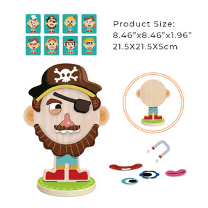 आकर्षक लकड़ी के चुंबकीय DIY के लिए समुद्री डाकू खिलौना बच्चे बच्चों 3 + - Product Image 3